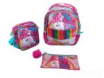 Set de mochila 13", lunchera y cartuchera unicornio