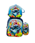 Mochila Stich 14" + cartuchera + lunchera