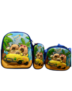 Mochila 12” 3D + cartuchera + lunchera térmica