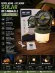 Ventilador + Velador solar 2 en 1