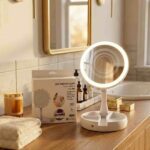 Espejo Plegable con Luz LED y Zoom Doble Cara