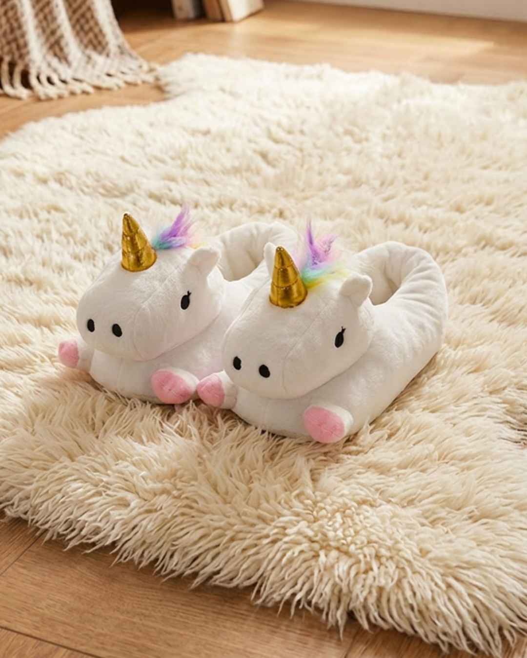 335 Pantuflas Unicornio Peluche Infantil Nena Invierno Antideslizante - Imagen 1