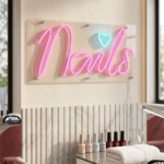 Cartel Neón LED Nails 40x20cm Manicuría Estética