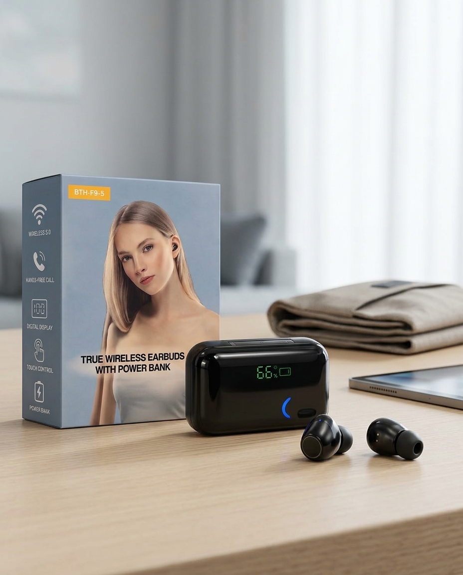 Gemini_Generated_Image_2z2n5r2z2n5r2z2n Auriculares Inalámbricos TWS F9-5 Bluetooth 5.0 con Power Bank y Display LED - Imagen 1