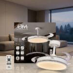 Ventilador de Techo Retráctil 42" con Plafón LED Efecto Cristal
