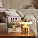 Lámpara de Mesa LED Recargable Dorada 3 Tonos de Luz