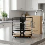 Organizador de Utensilios de Cocina Metálico Cuisine con Base de Madera