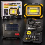 Reflector Solar Camping con Power Bank y Caja de Herramientas