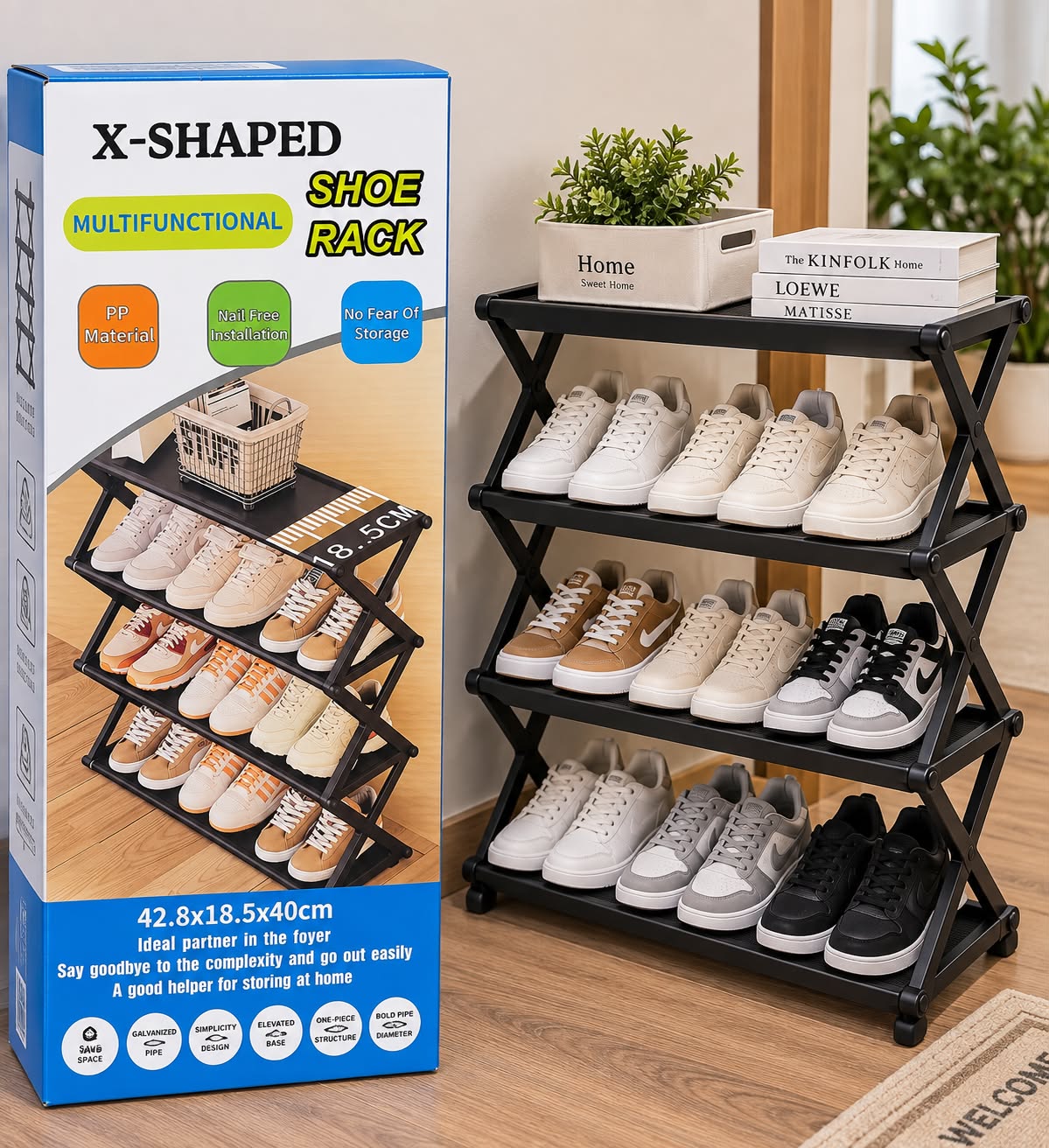 PHOTO-2026-09-18-17-08-08 Zapatero Plegable Organizador de Zapatos en X 48x43 cm - Imagen 1