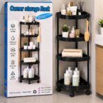 Esquinero de Baño Organizador 4 Estantes con Ruedas