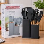 Set de Cocina con Cucharones, Cuchillos y Tabla con Soporte