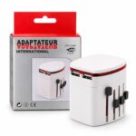 Adaptador Universal de Viaje con 2 Puertos USB Cargador 1000mA