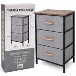 Cajonera Organizadora de 3 Cajones de Tela con Tapa de Madera