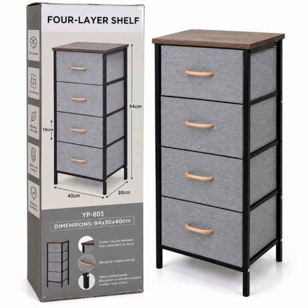 Cajonera Organizadora de 4 Cajones de Tela con Tapa YP-803