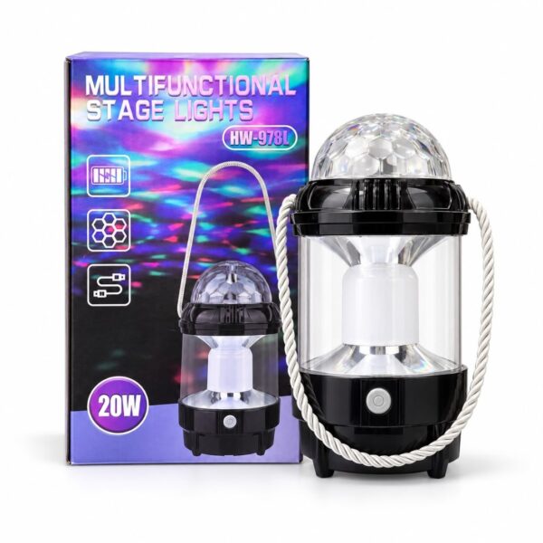 Farol LED Multifunción con Luces de Colores Tipo Disco 20W HW-978L